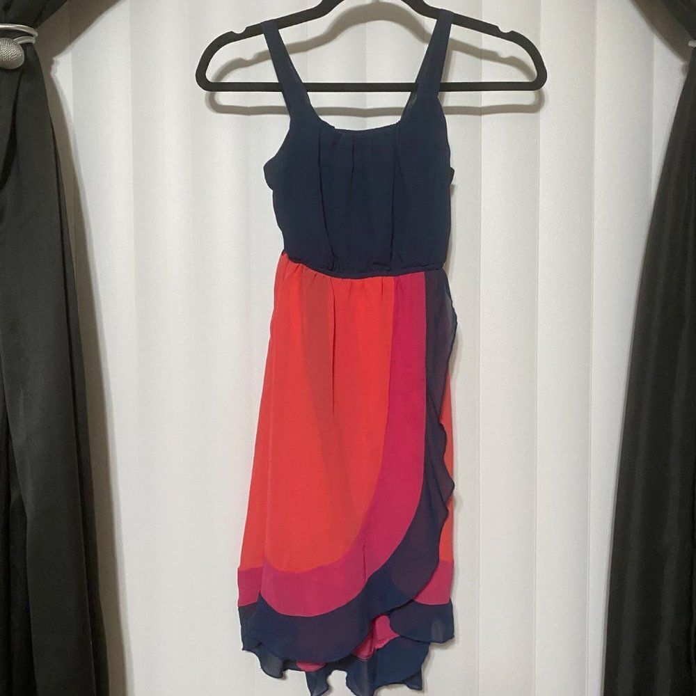 Paper Doll girls sleeveless Navy blue/coral/pink dress